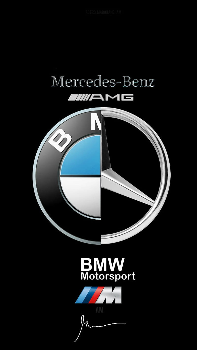 Mercedes Vs Bmw, amg, auto, car, carros, logo, logos, mercedes benz, turbo, HD phone wallpaper