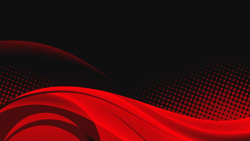 Red Dots Wavy Lines Black Background Red, HD wallpaper