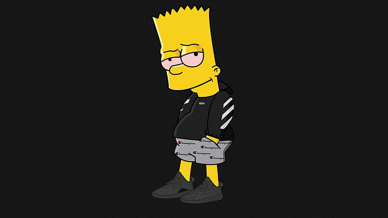 Yellow Face Bart Simpson In Black Wall Background Bart Simpson, HD wallpaper