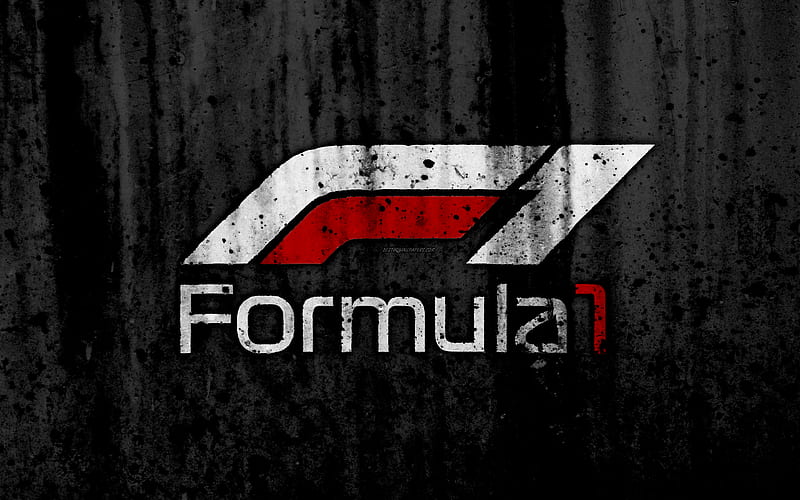 Formula 1 new logo, grunge, F1, black backgroud, Formula 1 logo, HD wallpaper
