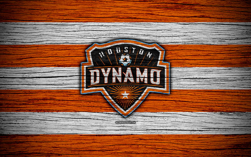 Houston Dynamo MLS, wooden texture, Western Conference, football club, USA, Houston Dynamo FC, soccer, logo, FC Houston Dynamo, HD wallpaper