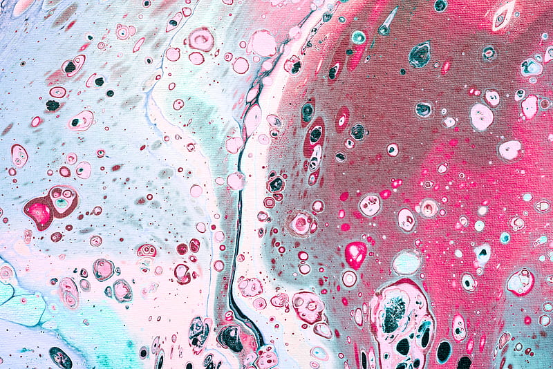 paint, fluid art, stains, liquid, spots, pink, HD wallpaper