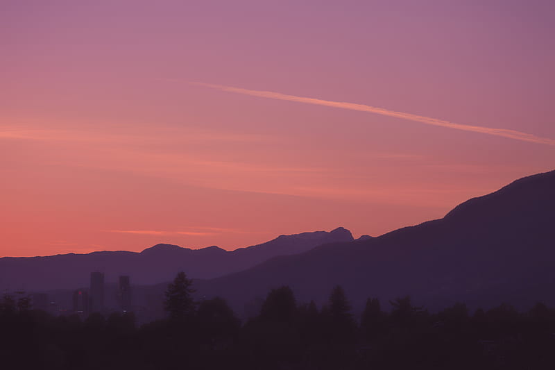 silhouette of mountain during sunset, HD wallpaper