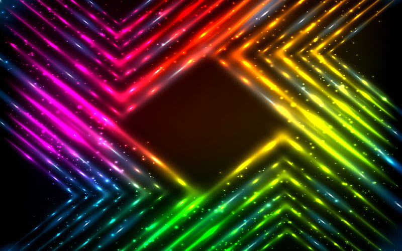 colorful neon frame abstract backgrounds, creative, neon lights, neon frames, HD wallpaper