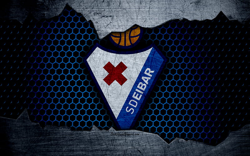 Eibar FC La Liga, football, emblem, logo, Eibar, Spain, football club, metal texture, grunge, HD wallpaper