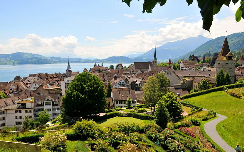 Village on the Lake, architecture, villages, houses, cityscapes, lake ...