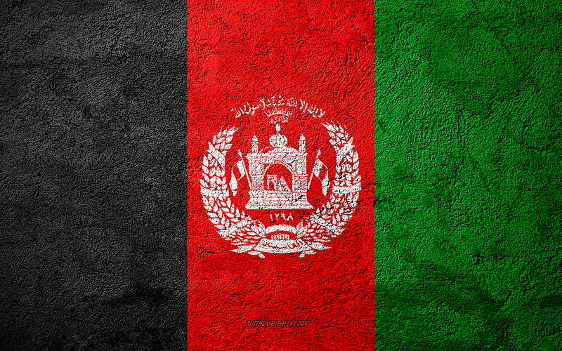 Flag of Afghanistan, concrete texture, stone background, Afghanistan flag, Asia, Afghanistan, flags on stone, HD wallpaper