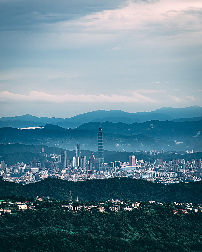 architecture, tower, skyscraper, mountains, fog, HD phone wallpaper