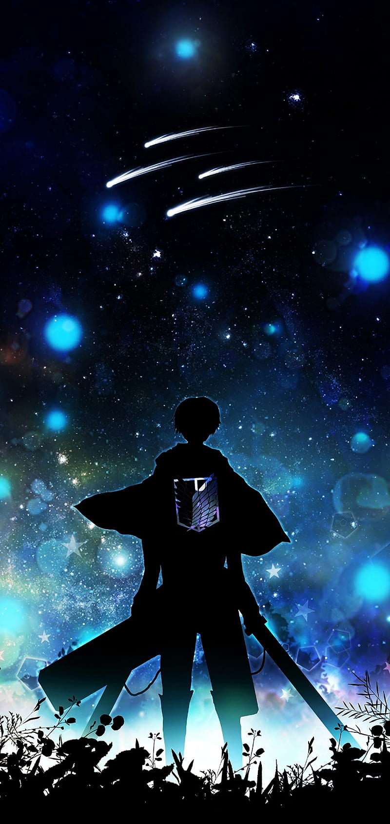 Attack on titan , anime, attack on titan, dark, eren, levi, night, scout, stars, survey corp, wings of dom, HD phone wallpaper