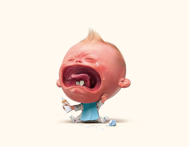 D, fantasy, boy, tears, pink, baby, tongue, cry, HD wallpaper | Peakpx