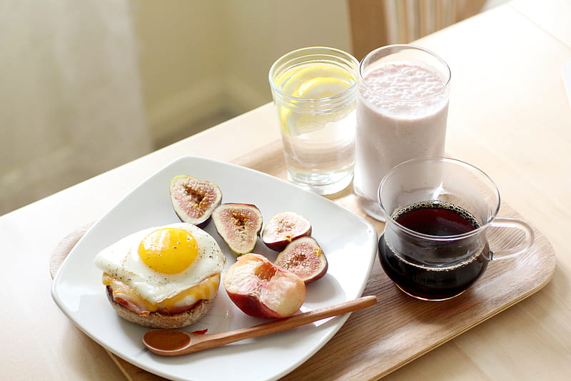 scrambled eggs, figs, fruits, breakfast, HD wallpaper