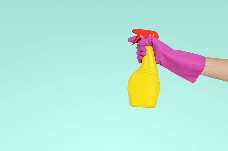 person holding yellow plastic spray bottle, HD wallpaper