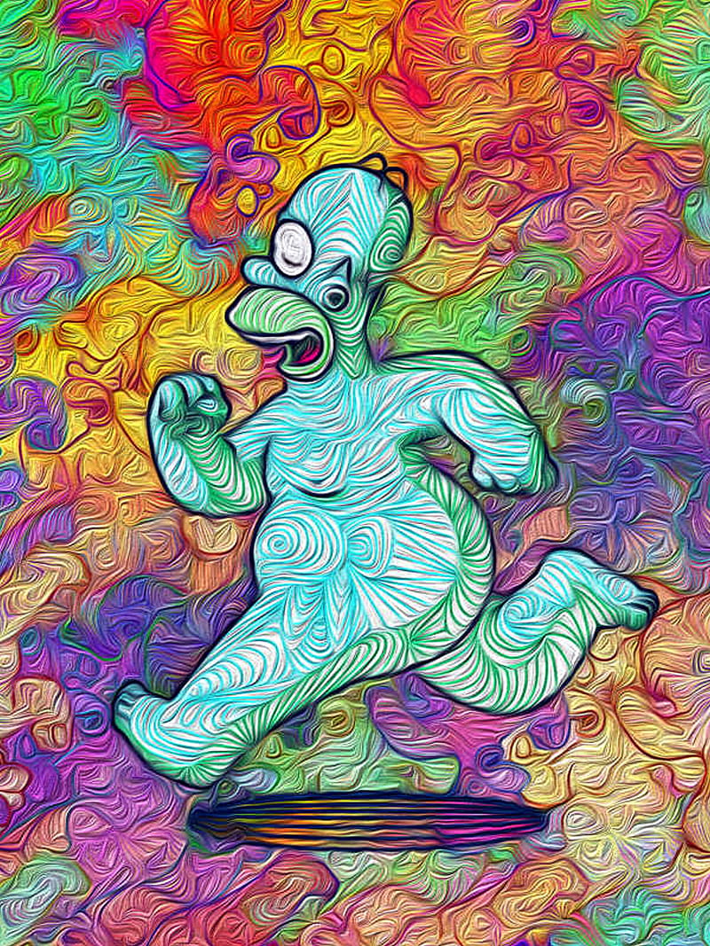 Neon Homer, simpsons, bart, doh, colourful, comics, HD phone wallpaper
