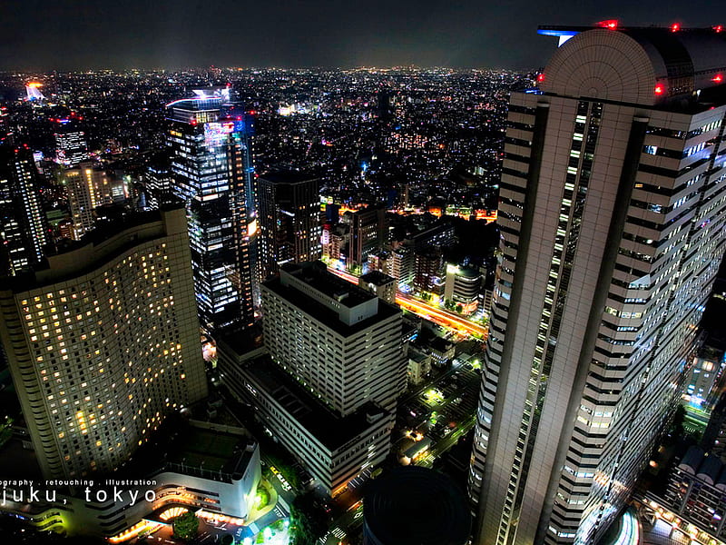 Tokyo - Skyscrapers, buildings, lights, tokyo, skyscrapers, HD wallpaper