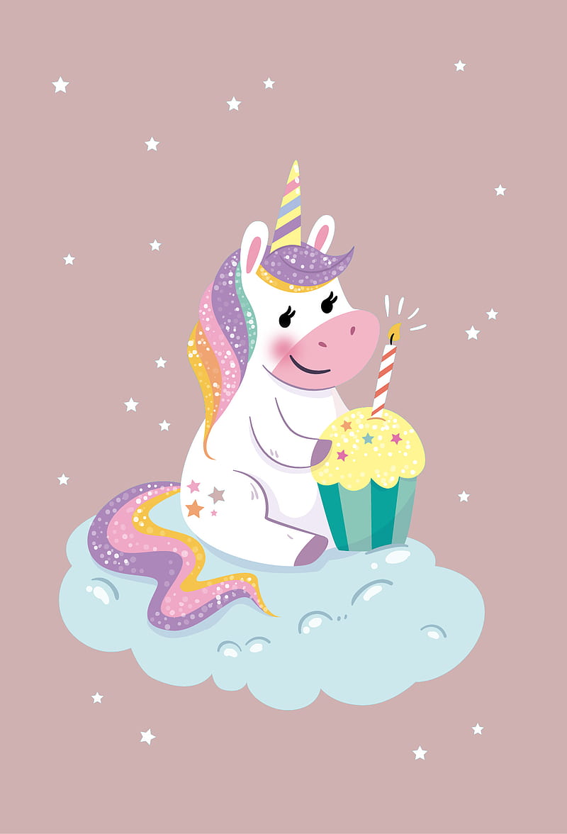 Unicorn Birtay, cupcake, cute, happy, pink, pony, stylish, sweet, unicorns, HD phone wallpaper
