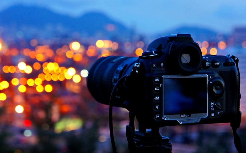 Night, City, Light, Bokeh, Camera, Nikon, HD wallpaper