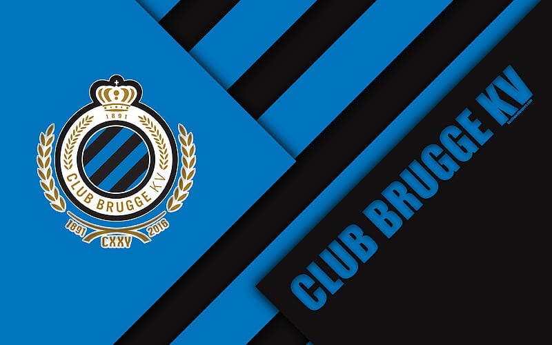 Club Brugge KV Belgian Football Club, black and blue abstraction, logo, material design, Brugge, Belgium, football, Jupiler Pro League, HD wallpaper