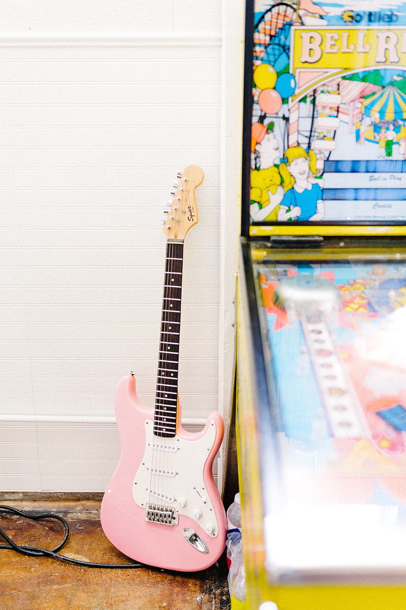 guitar, electronic, musical instrument, pink, HD phone wallpaper