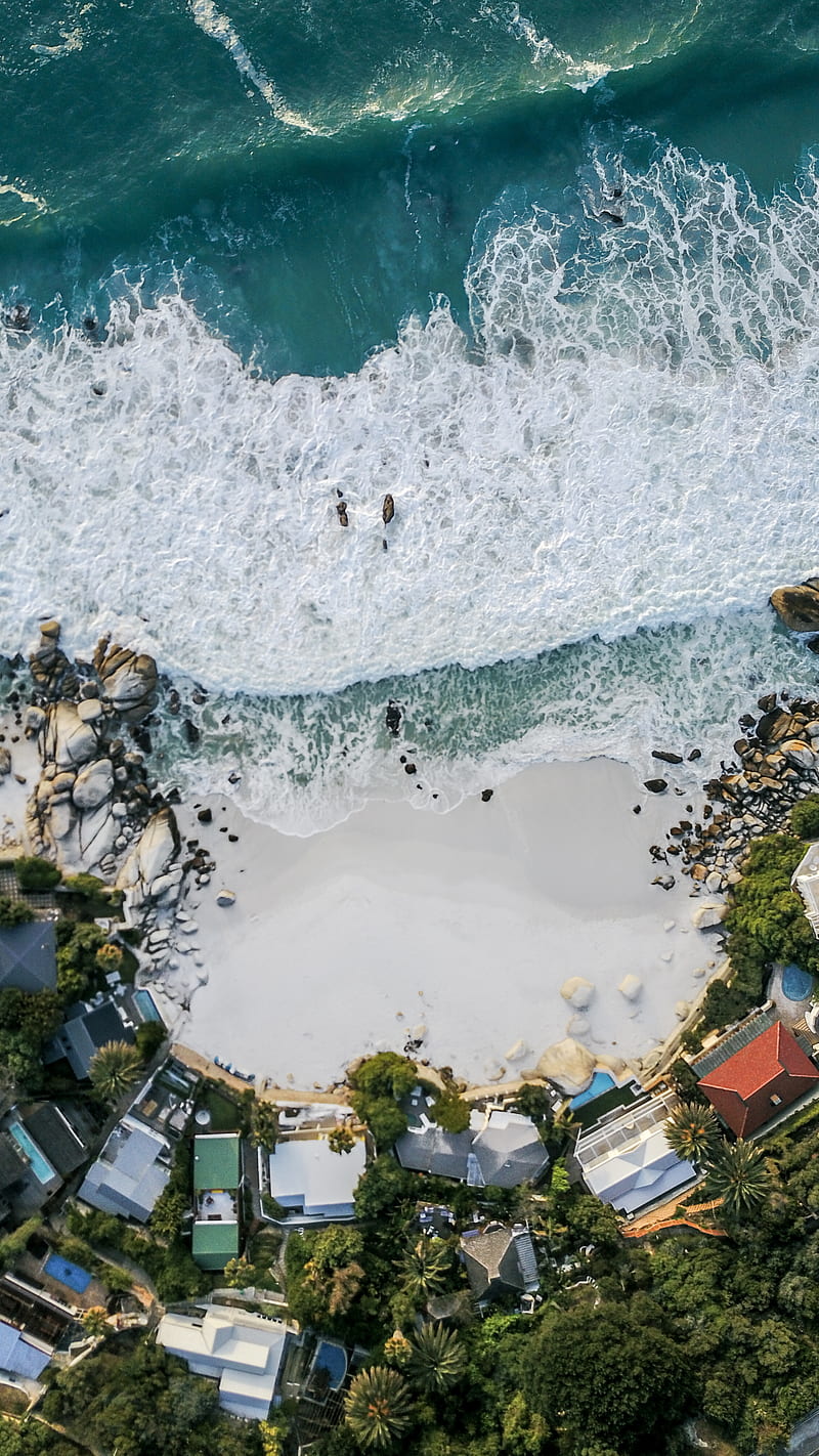 Clifton 3rd Beach, Drone, Morne, ocean, rocks, south Africa, HD phone wallpaper