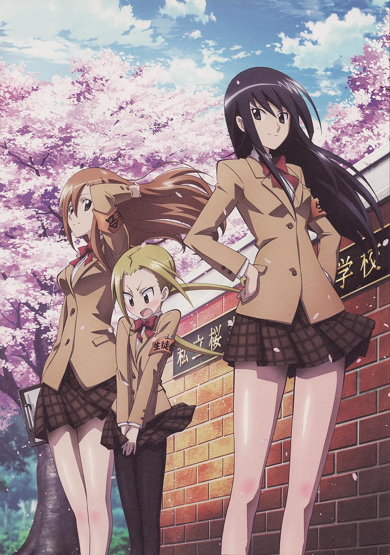 Seitokai Yakuindomo, anime girls, Amakusa Shino, Shichijō Aria, Hagimura Suzu, HD phone wallpaper