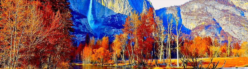 Yosemite National Park, 3840X1080 Autumn, HD wallpaper
