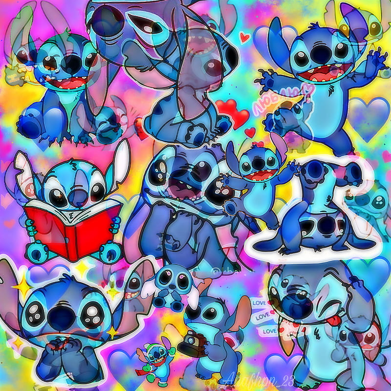Stitch, cartoon, colorfull, cute, edit, happy, love, nice day, sad, stich,  HD phone wallpaper | Peakpx