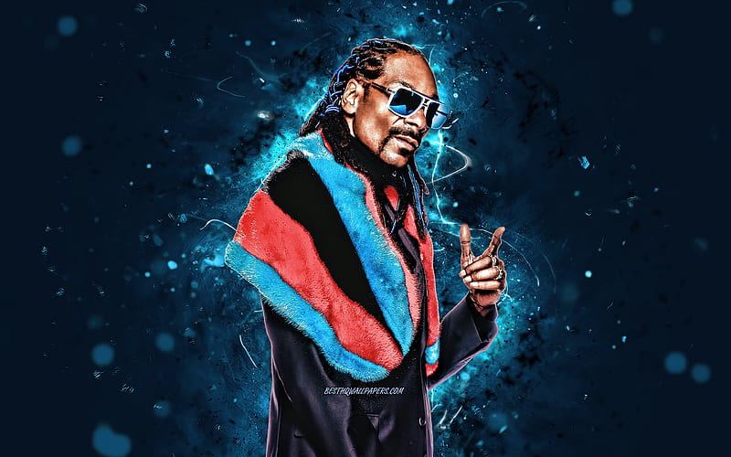 Snoop Dogg blue neon lights, american rapper, music stars, Snoop Lion, artwork, american celebrity, creative, Cordozar Calvin Broadus Jr, Snoop Dogg, HD wallpaper