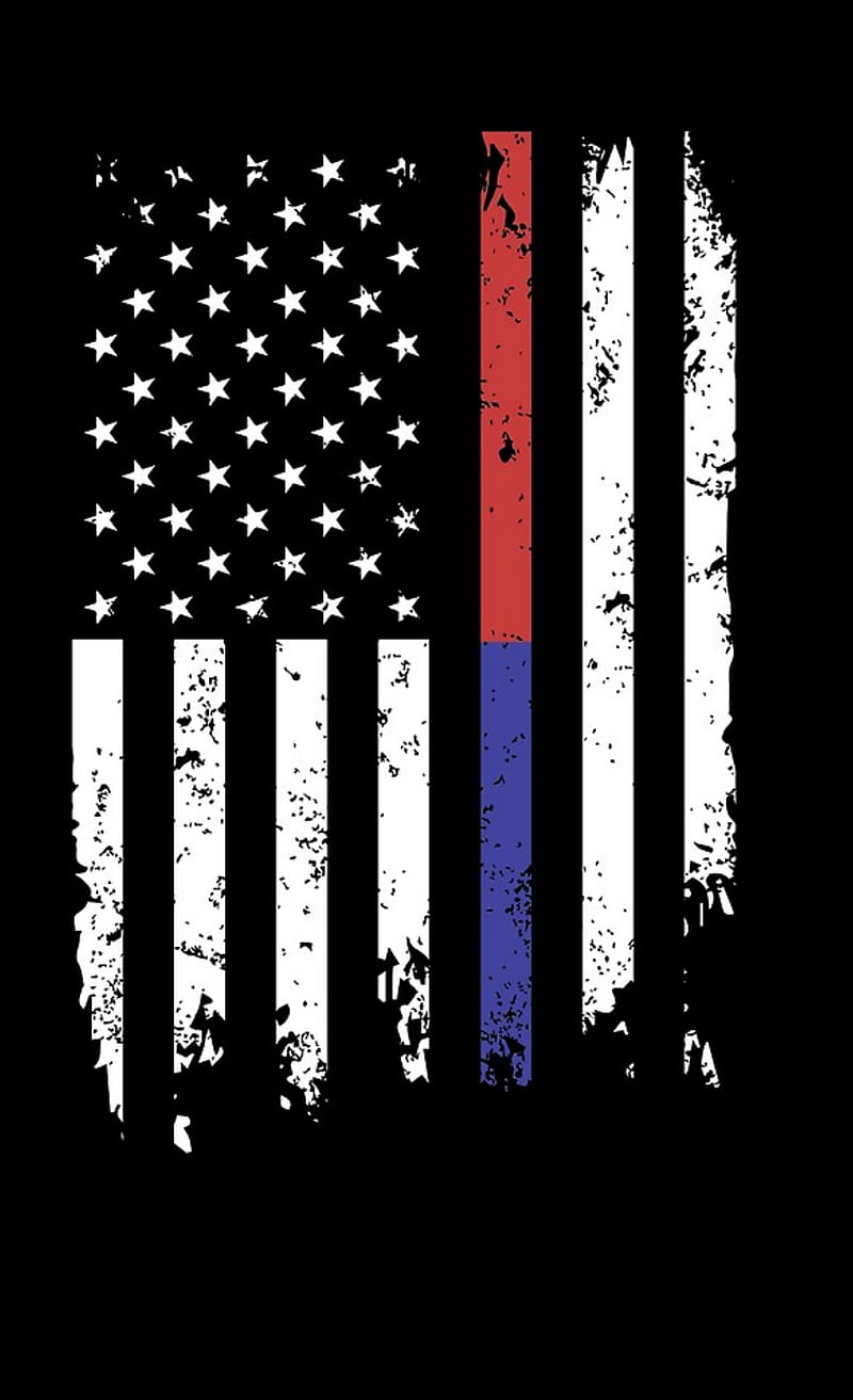 Thin lines, thin red, thin blue, police, firefighters, flag, HD phone wallpaper