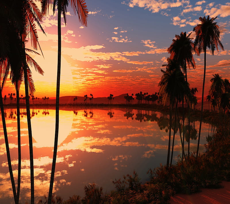 Lake, nature, sunset, HD wallpaper | Peakpx