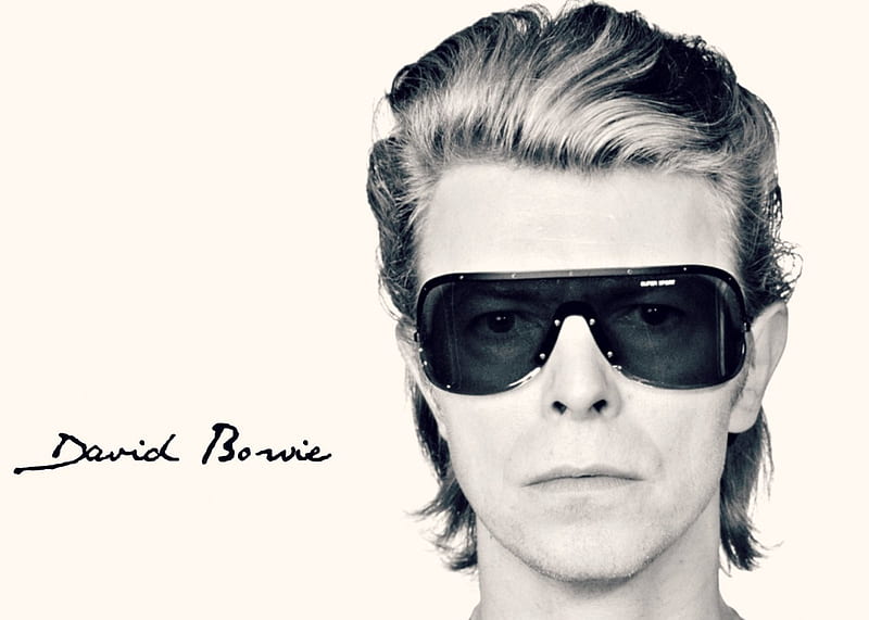 David Bowie, artist, male, black, man, singer, sunglasses, bw, white, HD wallpaper