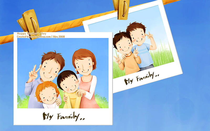Sweet Family illustration - Cartoon illustration of happy Family, HD wallpaper
