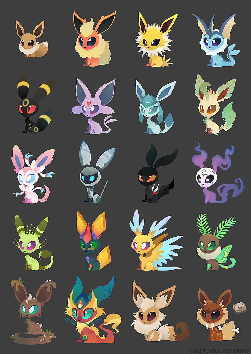 eevees  Pokemon eeveelutions, Pokemon eevee evolutions, Cute pokemon  wallpaper