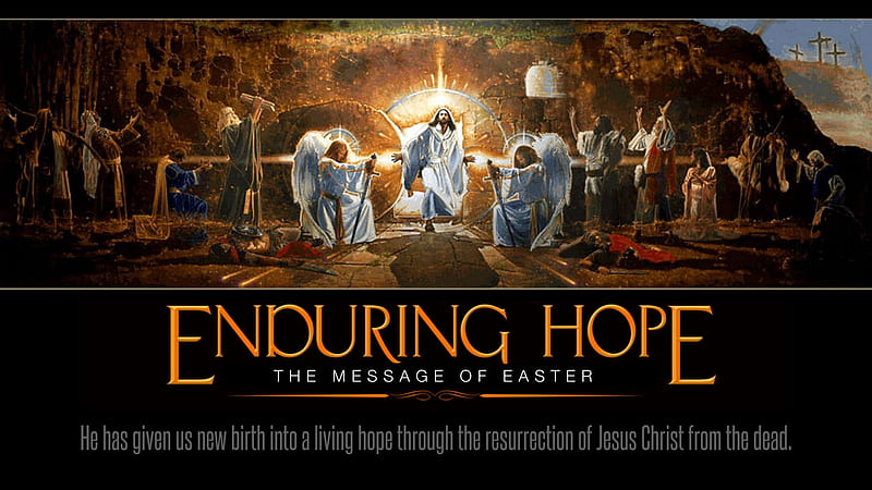 Easter ~ Resurrection, swords, window, Resurrection, soldiers, angels, door, Jesus, tomb, Easter, men, people, crosses, stone door, HD wallpaper