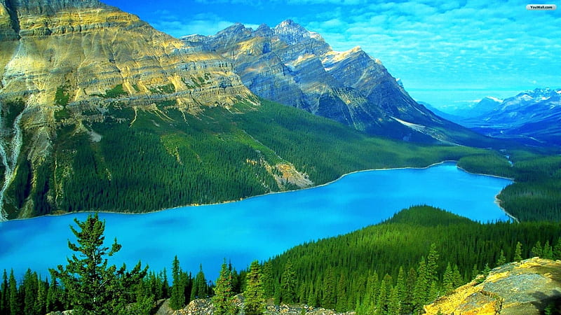 Lake Peyto, sky, national park, mountains, canada, HD wallpaper