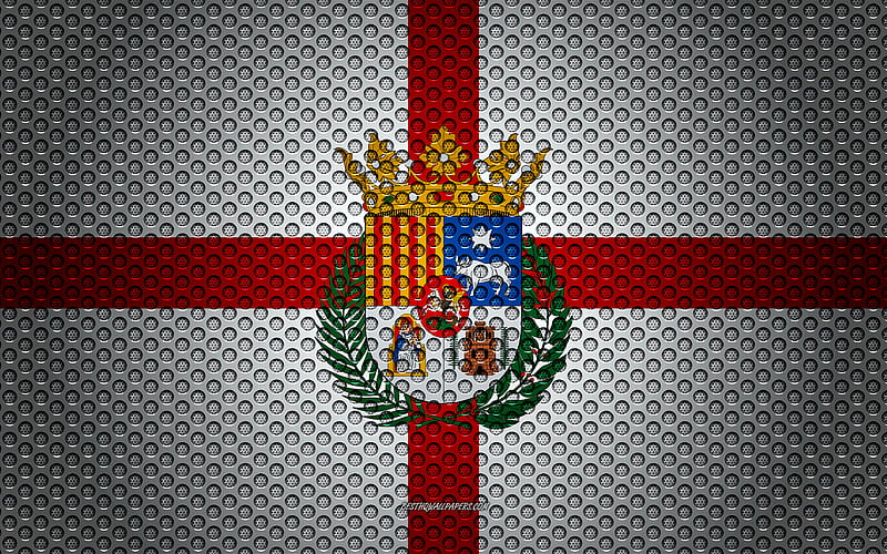 Flag of Teruel creative art, metal mesh texture, Teruel flag, national symbol, provinces of Spain, Teruel, Spain, Europe, HD wallpaper