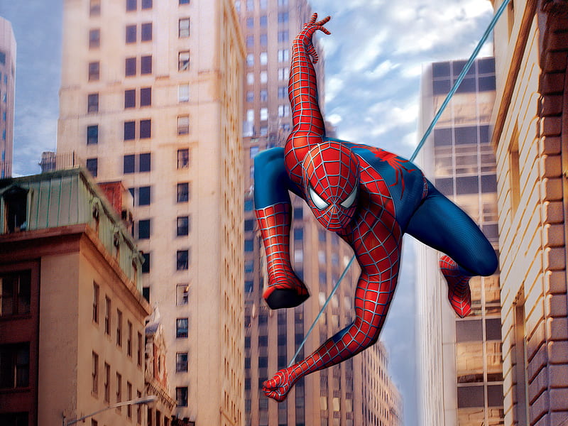 Spiderman !!!, building, 3d-art, movie, spiderman, abstract, HD wallpaper