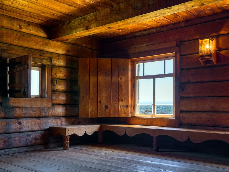 window, shutter, view, sea, wooden, HD wallpaper