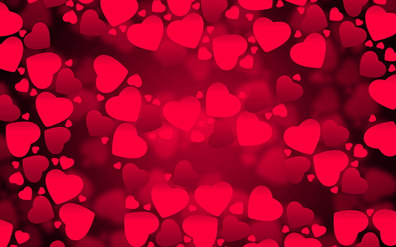 purple hearts, purple love background, creative, love concepts, abstract hearts, purple hearts pattern, HD wallpaper