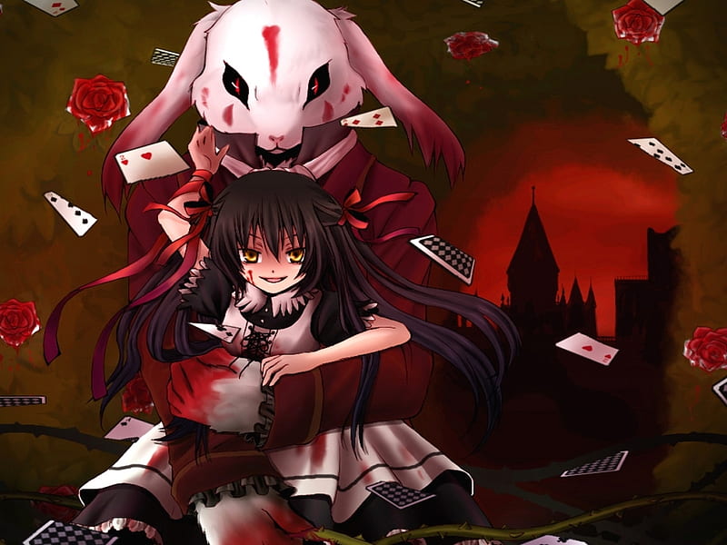 Bloddy Rabbit, red, rabbit, alice, anime, pandora hearts, blood, HD wallpaper