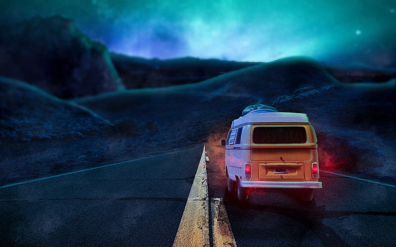 Roadtrip, car, ford, happiness, love, night, peace, range, rover, van, HD wallpaper