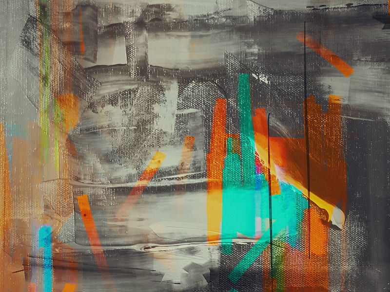 Orange Green and Blue Abstract Painting, HD wallpaper