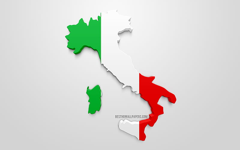 3d flag of Italy, silhouette map of Italy, 3d art, Italian flag, Europe, Italy, geography, Italy 3d silhouette, HD wallpaper