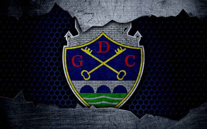 Chaves, FC football club, GD Chaves logo, emblem, Shavish, Portugal, football, Portuguese championship, metal texture, grunge, HD wallpaper