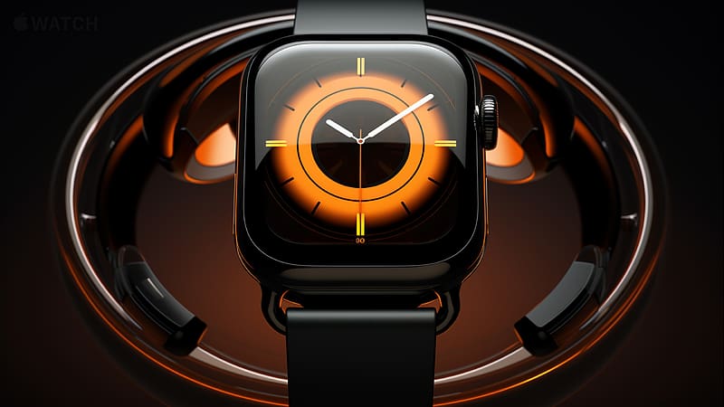 Apple - iWatch - , Apple, iWatch, orange, watch, black, HD wallpaper