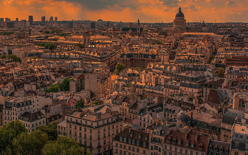 Paris sunset, panorama, cityscapes, France, Europe, HD wallpaper