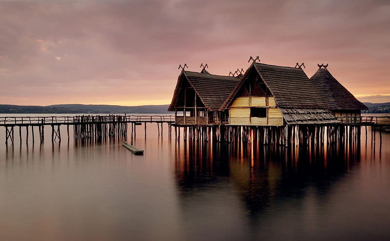 Casa sobre el agua, agua, barco, casa, lago, Fondo de pantalla HD | Peakpx