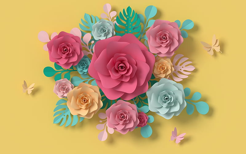 Pastel Flowers, art, flowers, pastel, vector, HD wallpaper