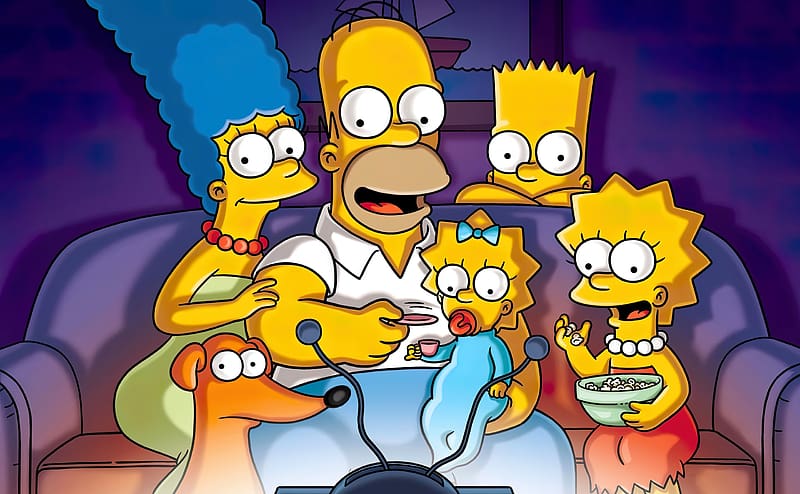 The Simpsons Family Watching TV Ultra, Cartoons, The Simpsons, Family, Simpsons, Satire, animated, sitcom, WatchingTV, AmericanLife, HD wallpaper
