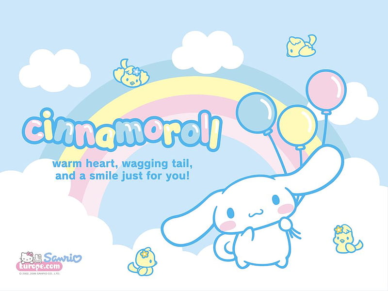 Cinnamoroll and the Rainbow, rainbow, sanrio, cinnamoroll, sweet, HD  wallpaper