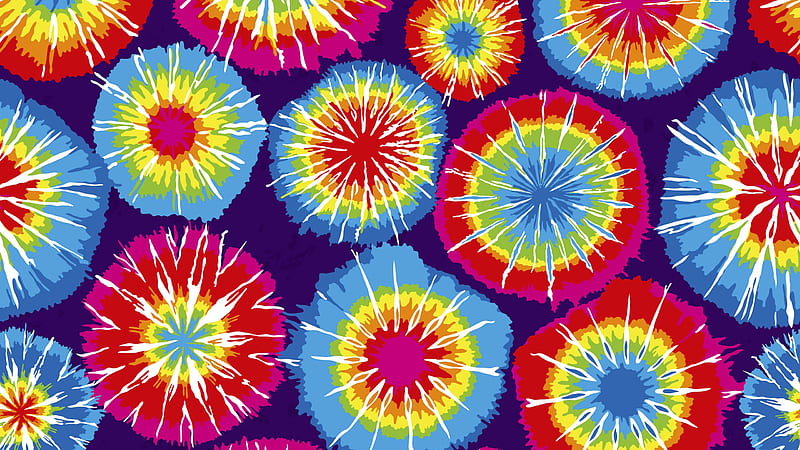 Blue Pink Yellow And Red Rounds Tie Dye, HD wallpaper